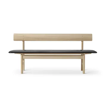 Mogensen 3171 bench - Soaped oak-leather omni 301 black - Fredericia Furniture