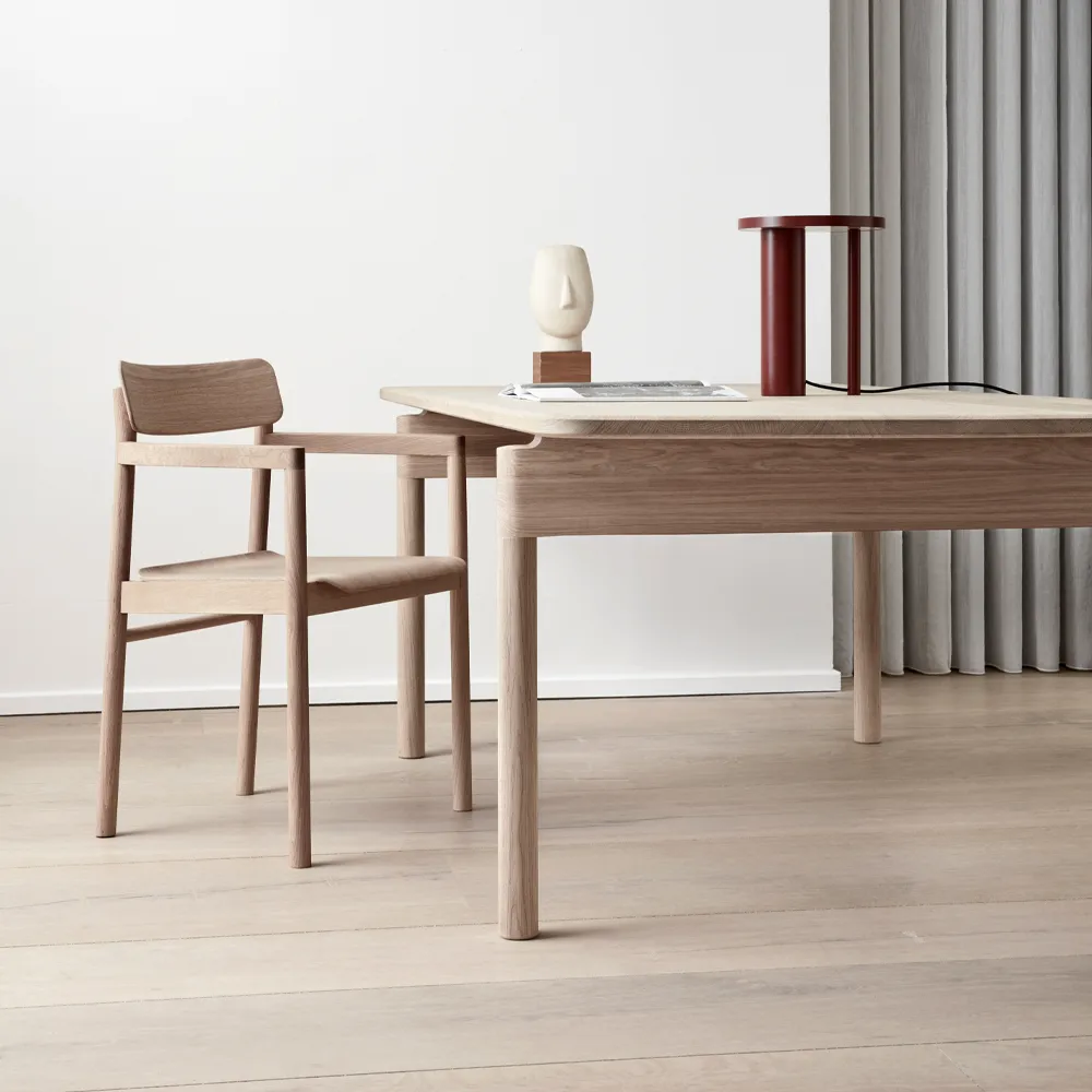 Post 6442 dining table, Soaped oak, 100x320 cm Fredericia Furniture