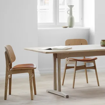 Søborg 3061 metal chair upholstered seat - Omni leather cognac-chrome frame - Fredericia Furniture