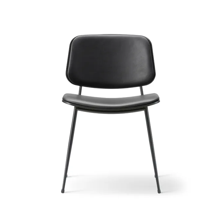 Søborg 3062 Metal chair fully upholstered - Leather omni 301 black-black - Fredericia Furniture