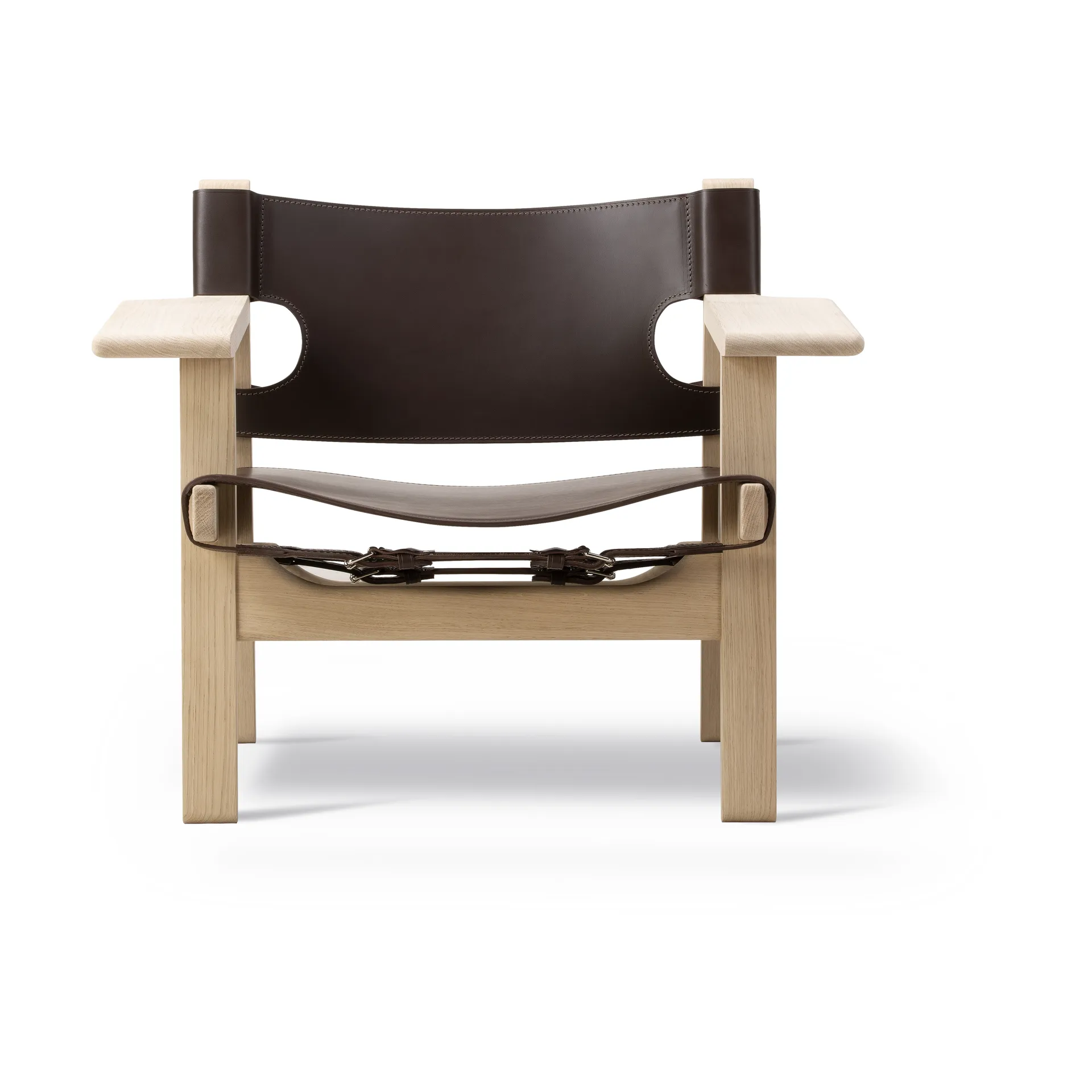 The Spanish armchair, Leather dark brown - soaped oak Fredericia Furniture
