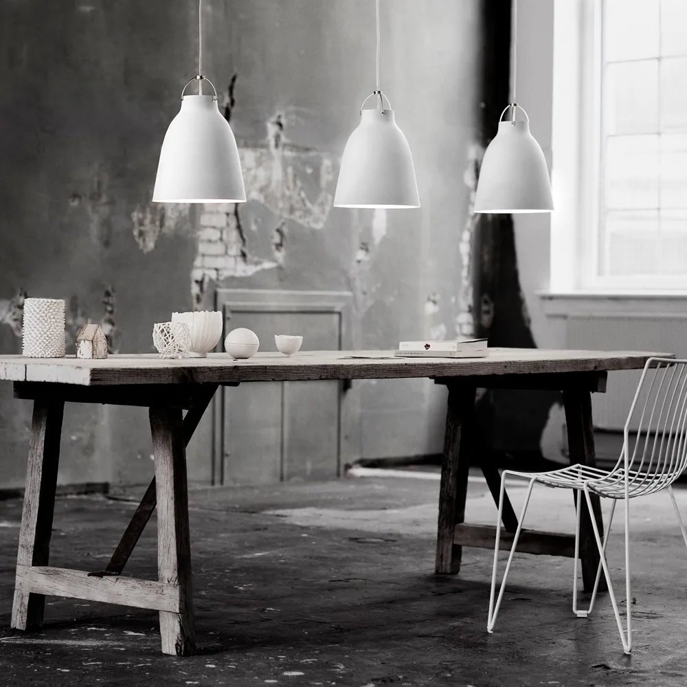 Caravaggio 2 pendant, White smooth-grey textile cord Fritz Hansen