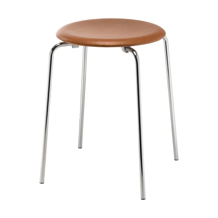 Dot stool leather - Essential walnut-chrome - Fritz Hansen