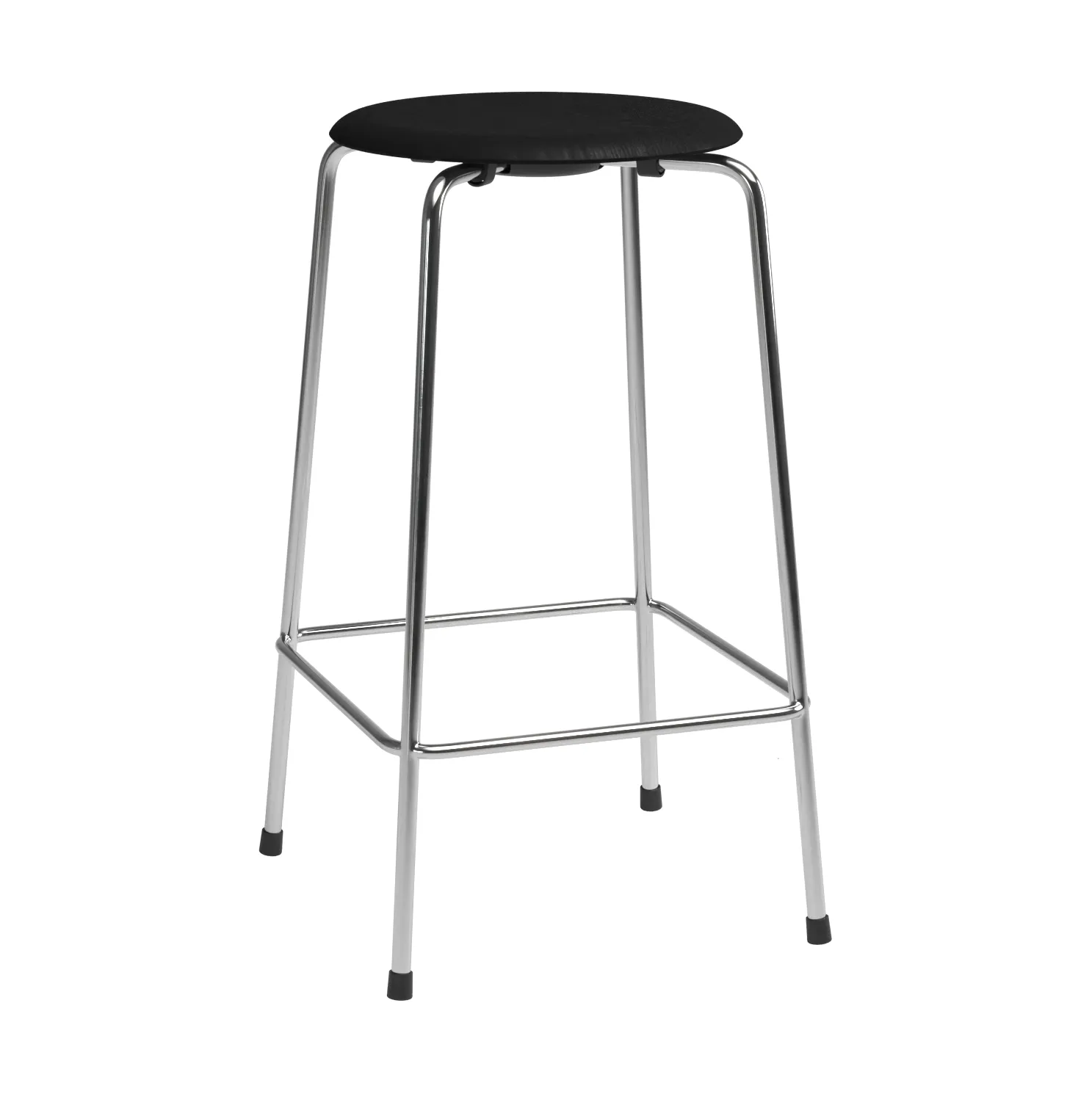 High Dot counter stool 4 legs, Black ash-chrome Fritz Hansen