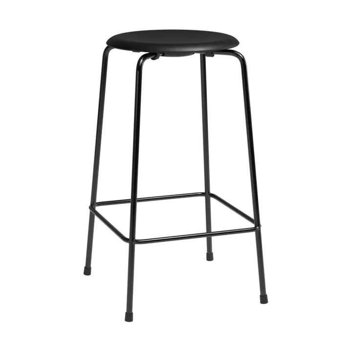 High Dot counter stool 4 legs - Intense leather black-black steel - Fritz Hansen