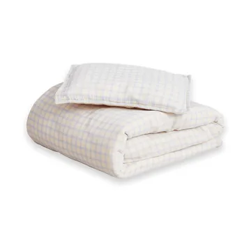 Gingham Sky Blue Muslin Bedding Set Junior - 100x130 cm/35x55 cm - Garbo&Friends