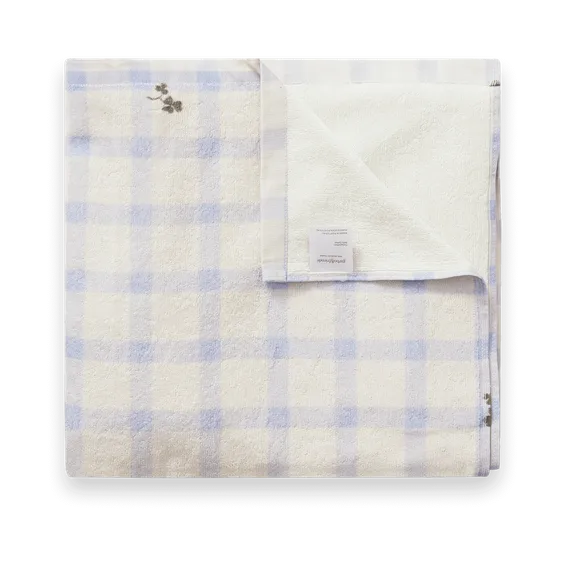 Gingham Sorrel Blue Terry bath towel, 100x150 cm Garbo&Friends