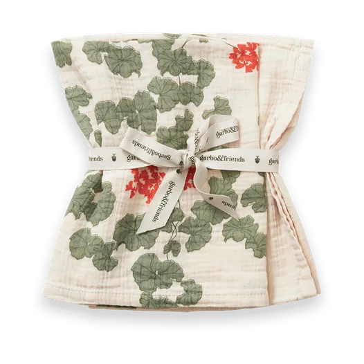 Pelargonium Muslin blanket small 2 pieces, 60x60 cm Garbo&Friends