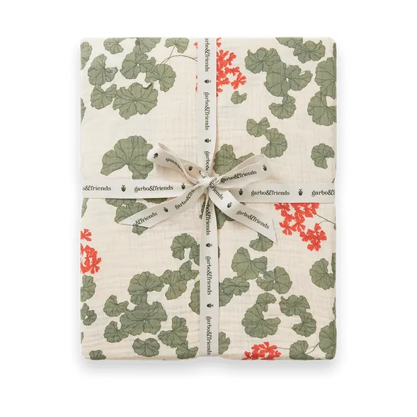 Pelargonium Muslin fitted sheet, 160x200x30 cm Garbo&Friends