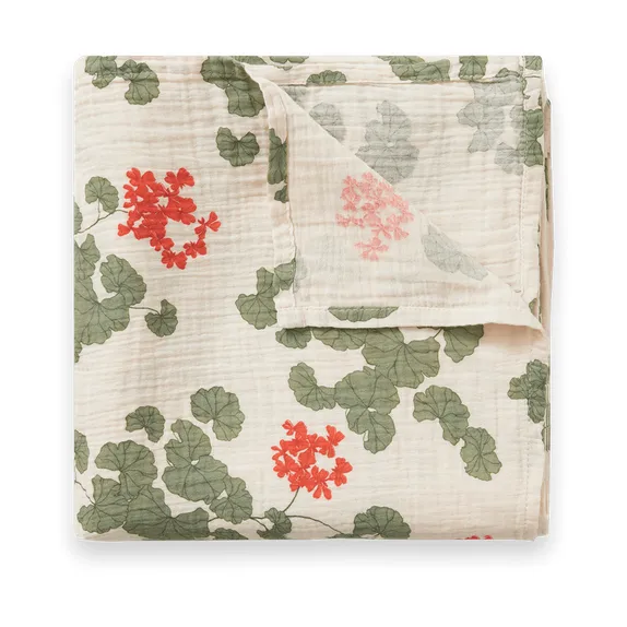Pelargonium Muslin swaddle blanket, 110x110 cm Garbo&Friends