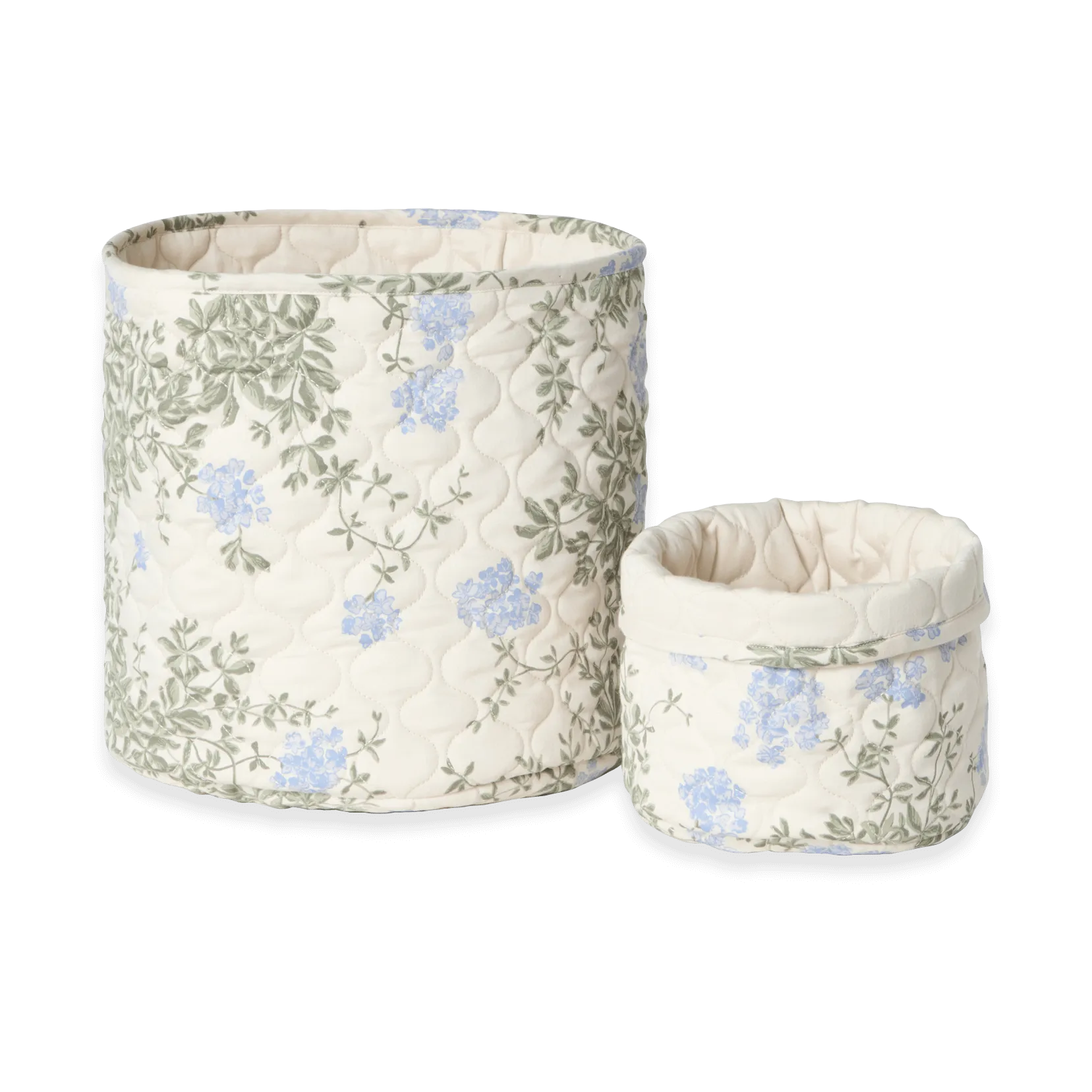 Plumbago Satin quilted basket 2 pieces, 20xØ20 cm + 30xØ30 cm Garbo&Friends