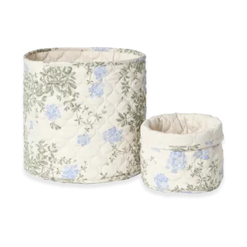 Plumbago Satin quilted basket 2 pieces - 20xØ20 cm + 30xØ30 cm - Garbo&Friends