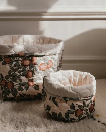 Pomme satin quilted basket 2 pieces - 20xØ20 cm + 30xØ30 cm - Garbo&Friends
