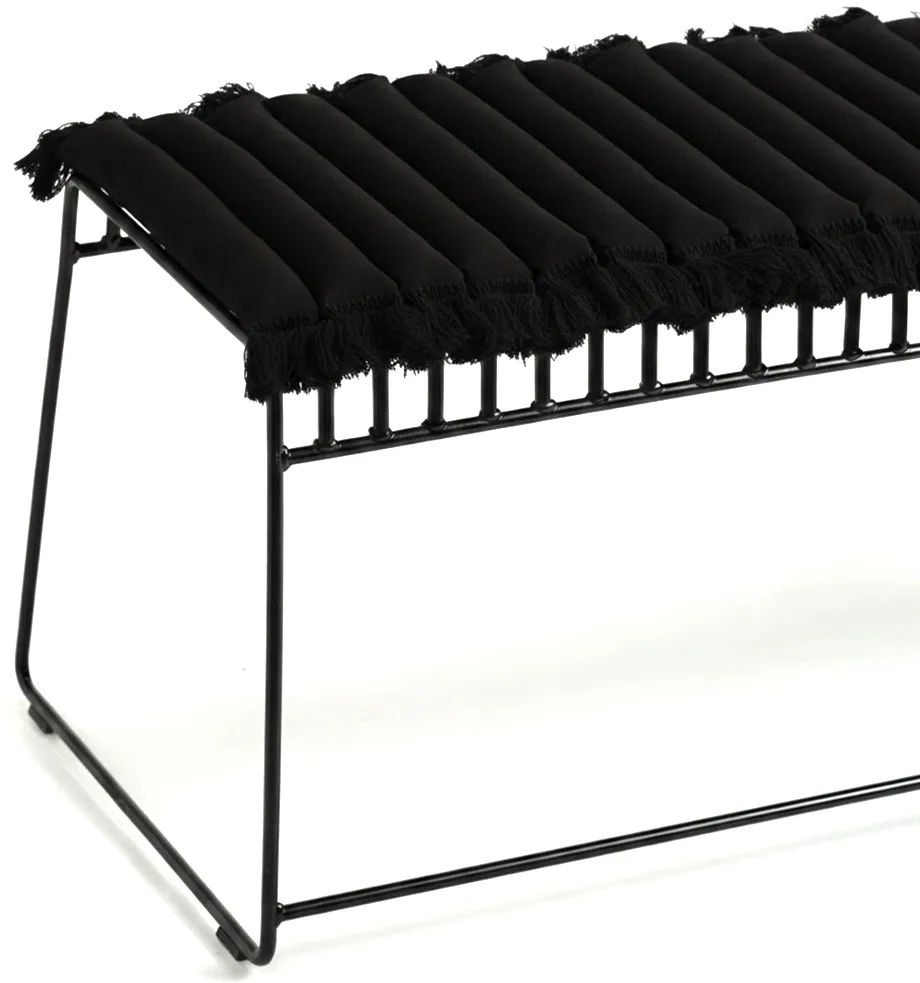 Garden Glory cushion with fringes, Black, black fringe, 38x120 cm Garden Glory