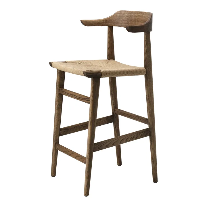 Hedda bar stool - Oak-black-paper cord natural - Gärsnäs