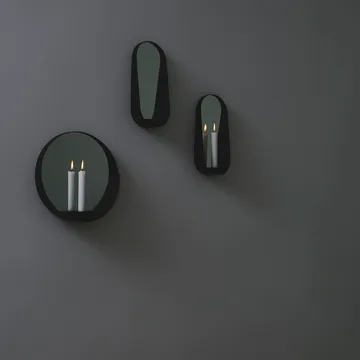 Glim mirror/candlestick Ø28 cm - Black - Gejst