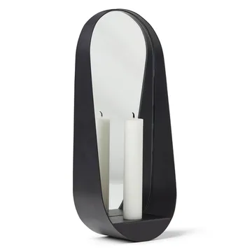 Glim mirror/candlestick oval 12x28 cm - Black - Gejst