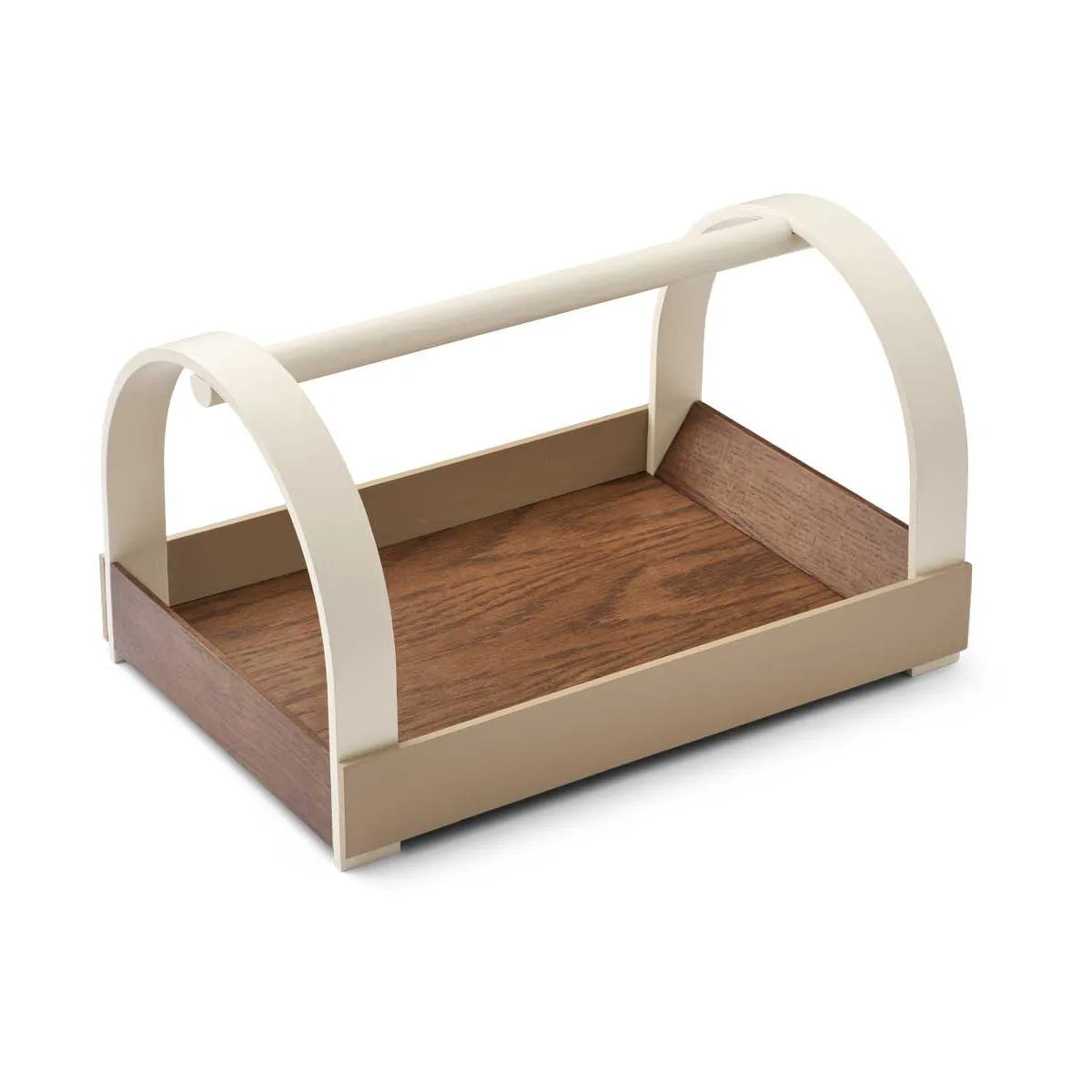 Kydo tray with handles 40.5x27x23.5 cm, Dark oak-beige white Gejst