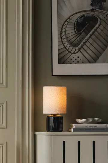 Florian table lamp - White bouclé/black, Ø20x39 cm - Globen Lighting