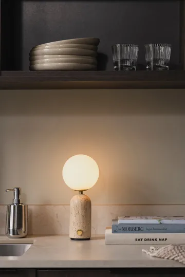 Torrano portable table lamp - Beige travertine - Globen Lighting