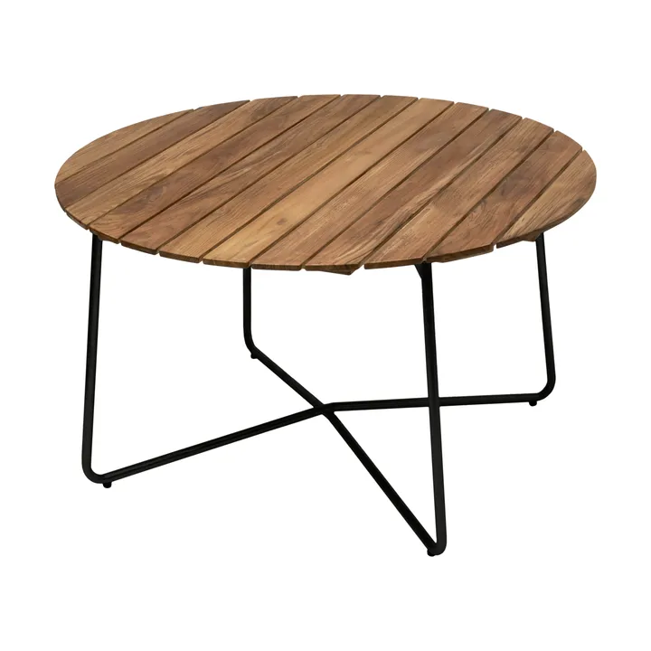 9A dining table - Untreated teak-black, Ø120 cm - Grythyttan Stålmöbler