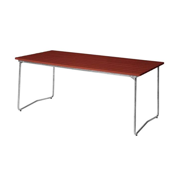 B31 dining table - 170x92 cm, Dark red lacquered oak-galvanised steel - Grythyttan Stålmöbler
