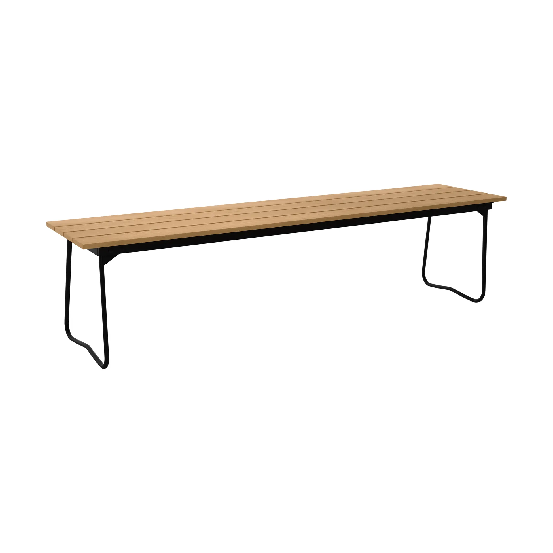 Bänk 9 bench, Oiled oak–black steel frame Grythyttan Stålmöbler