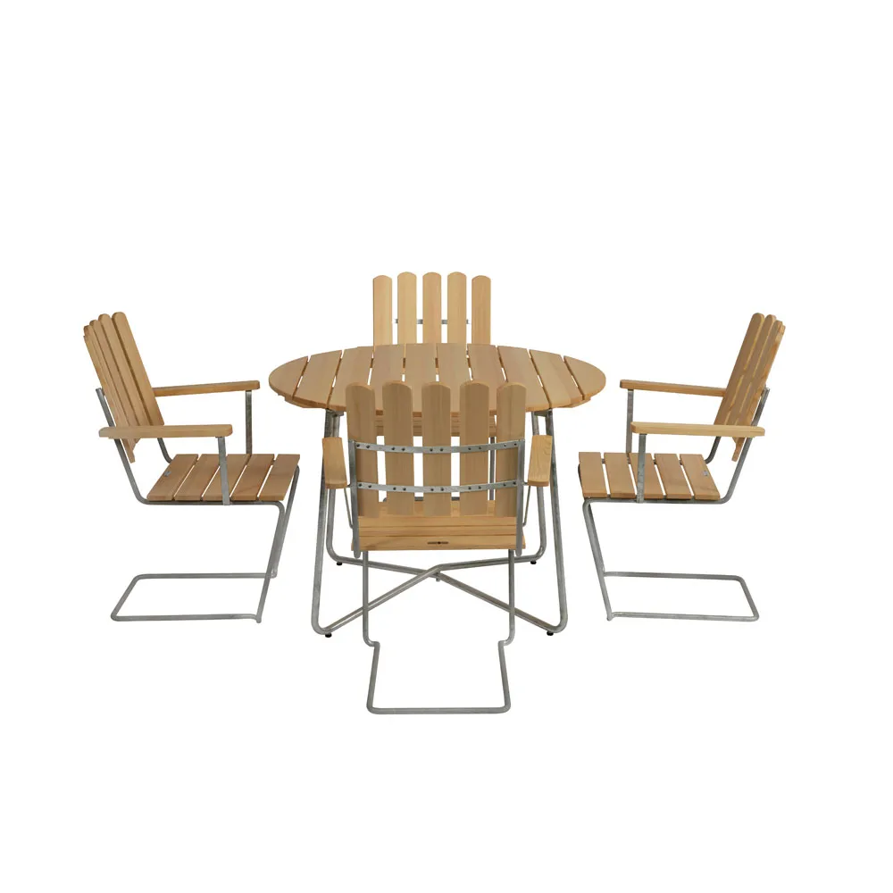 Grythyttan dining set ø100 cm - pine oil,  Grythyttan Stålmöbler