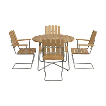 Grythyttan dining set pine 9A Ø100cm + 4pcs A2 - Grythyttan Stålmöbler