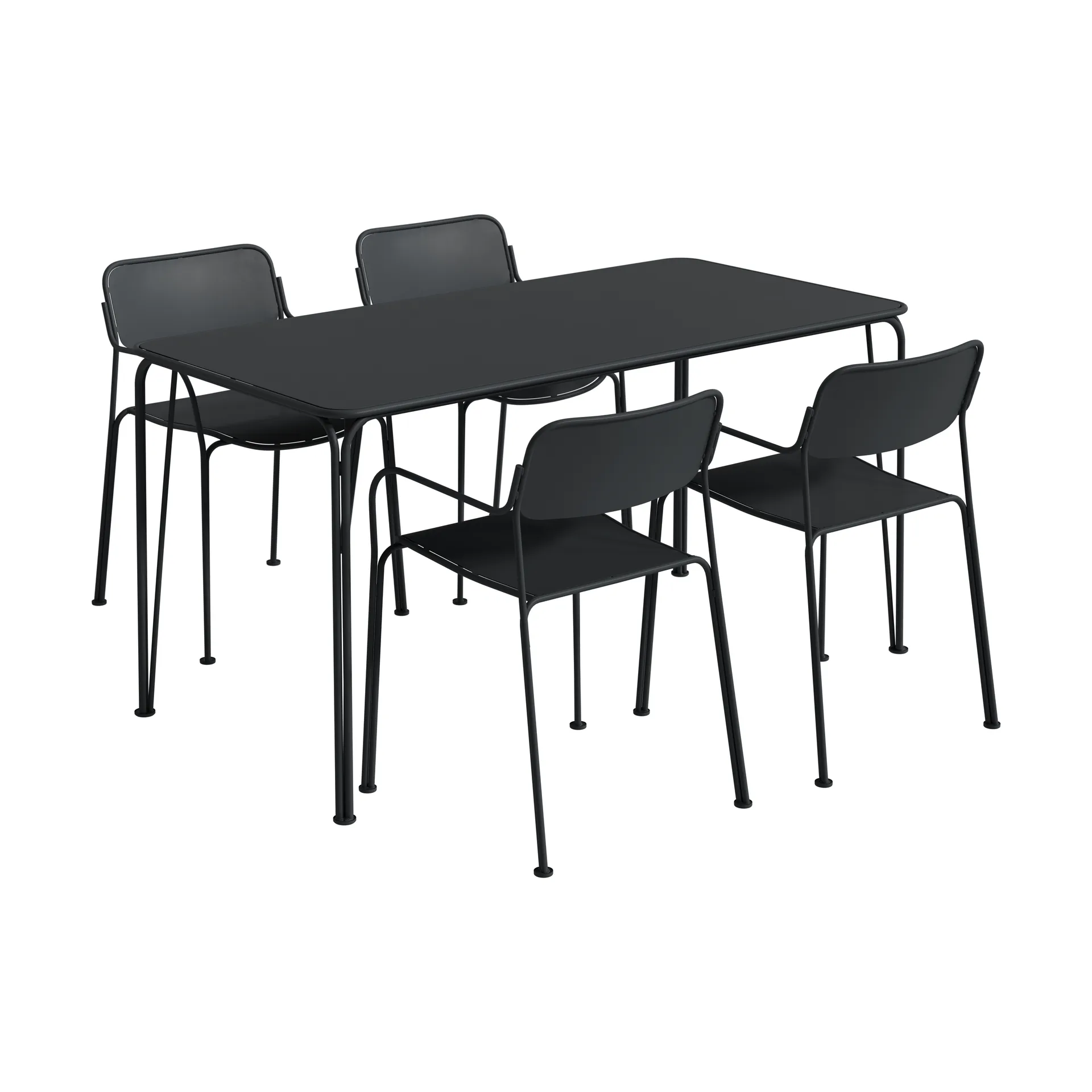 Libelle table 140 + 4 chairs, graphite grey,  Grythyttan Stålmöbler