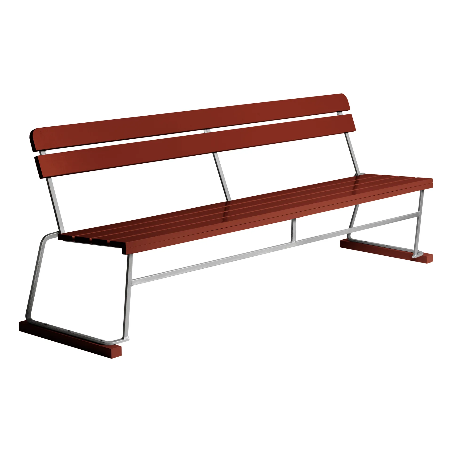 Soffa 5 sofa, Dark red lacquered oak-warm galvanised frame Grythyttan Stålmöbler