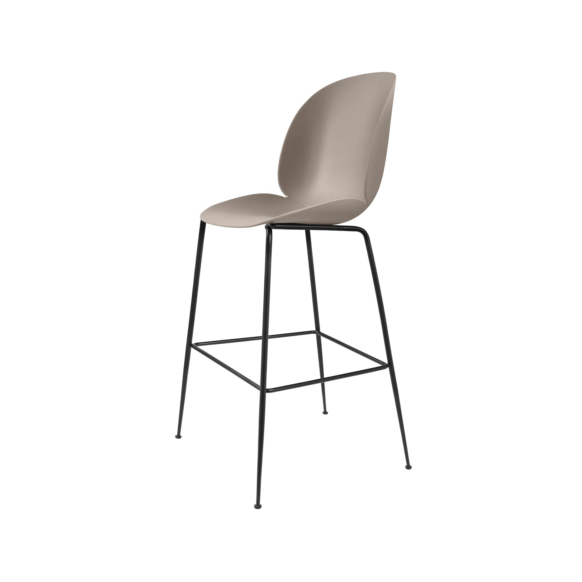 Beetle Barstool high, New beige, black steel legs GUBI