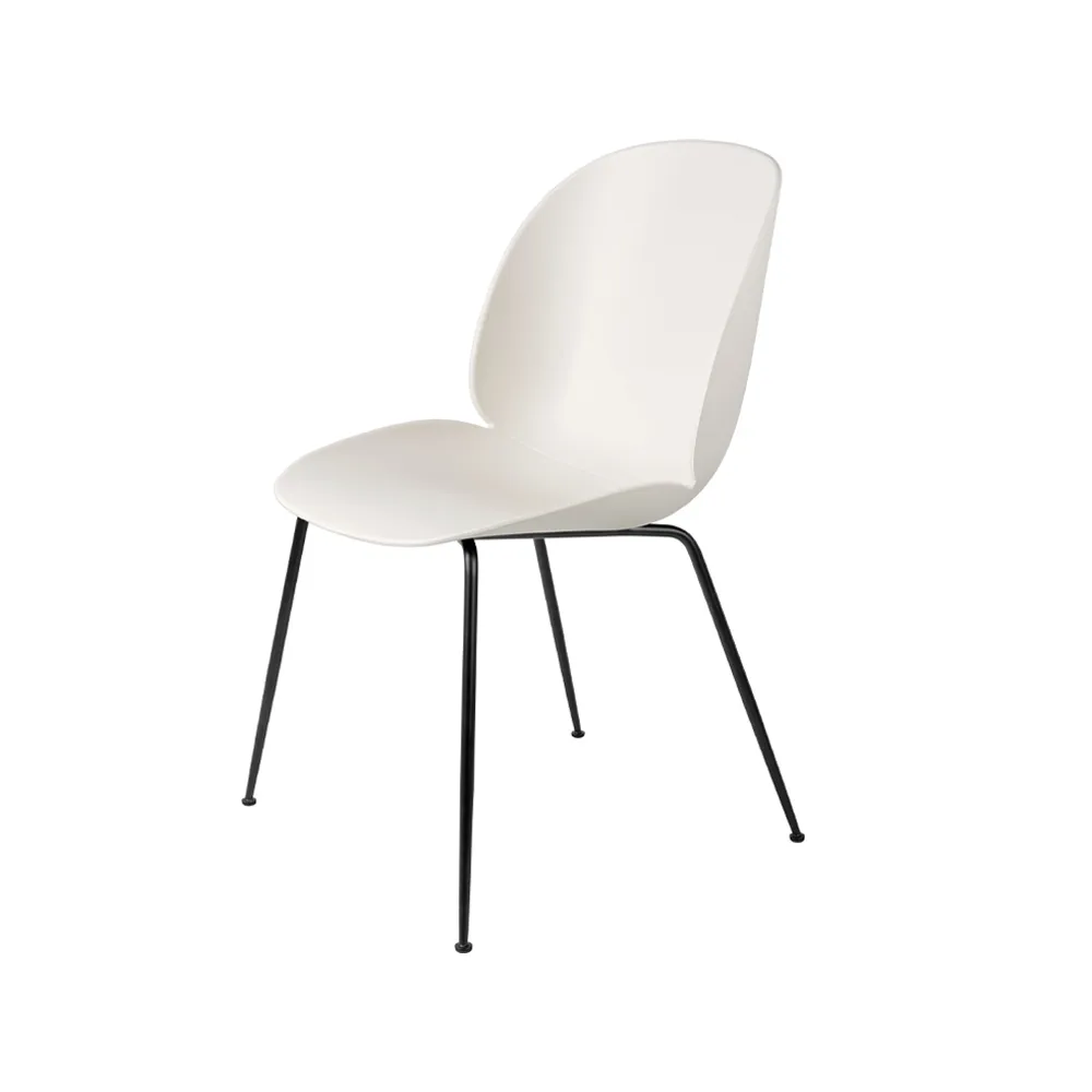Beetle chair, Alabaster white, black steel legs GUBI