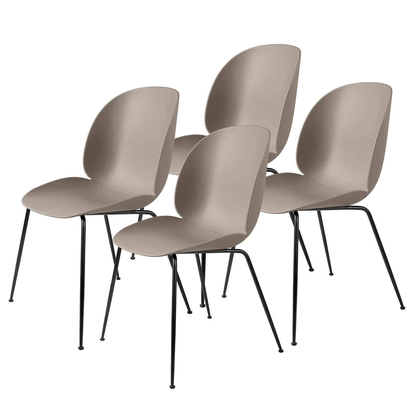 Beetle chair black legs 4-pack, new beige GUBI