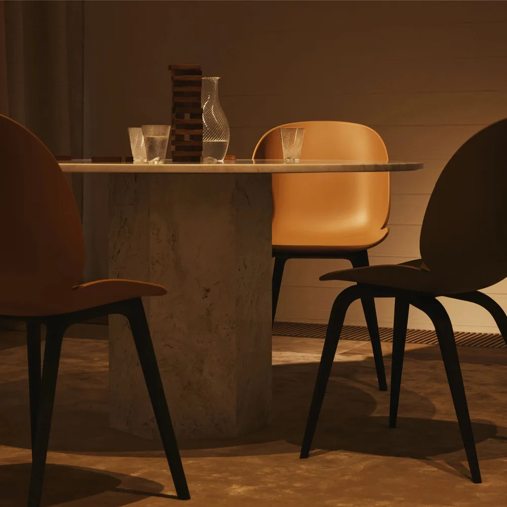 Beetle Plastic chair, Sweet pink, black leg GUBI