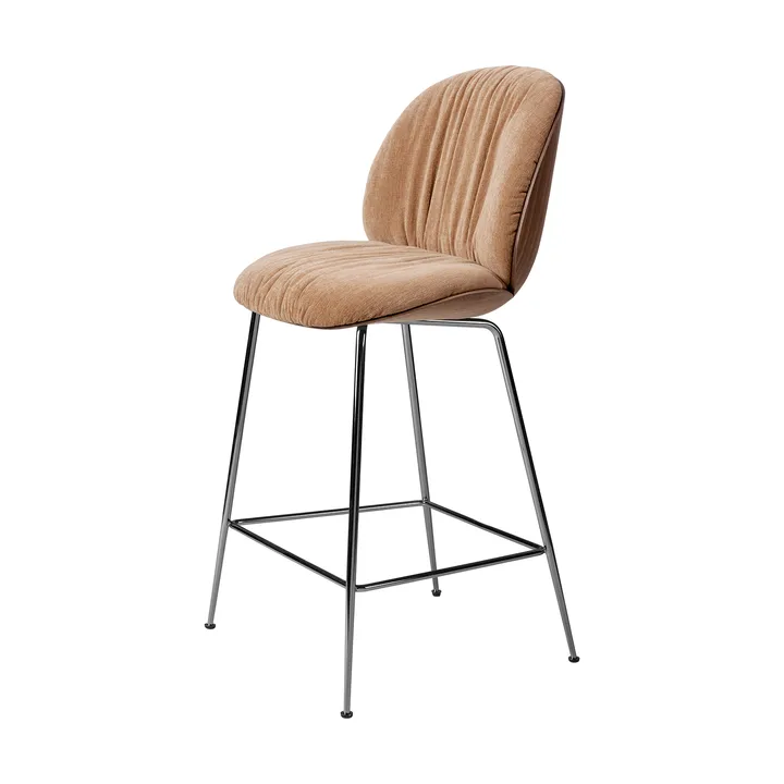 Beetle Soft barstool 65 cm front-upholstered - Belsuede Dedar 132-lacquered walnut-black chrome - GUBI
