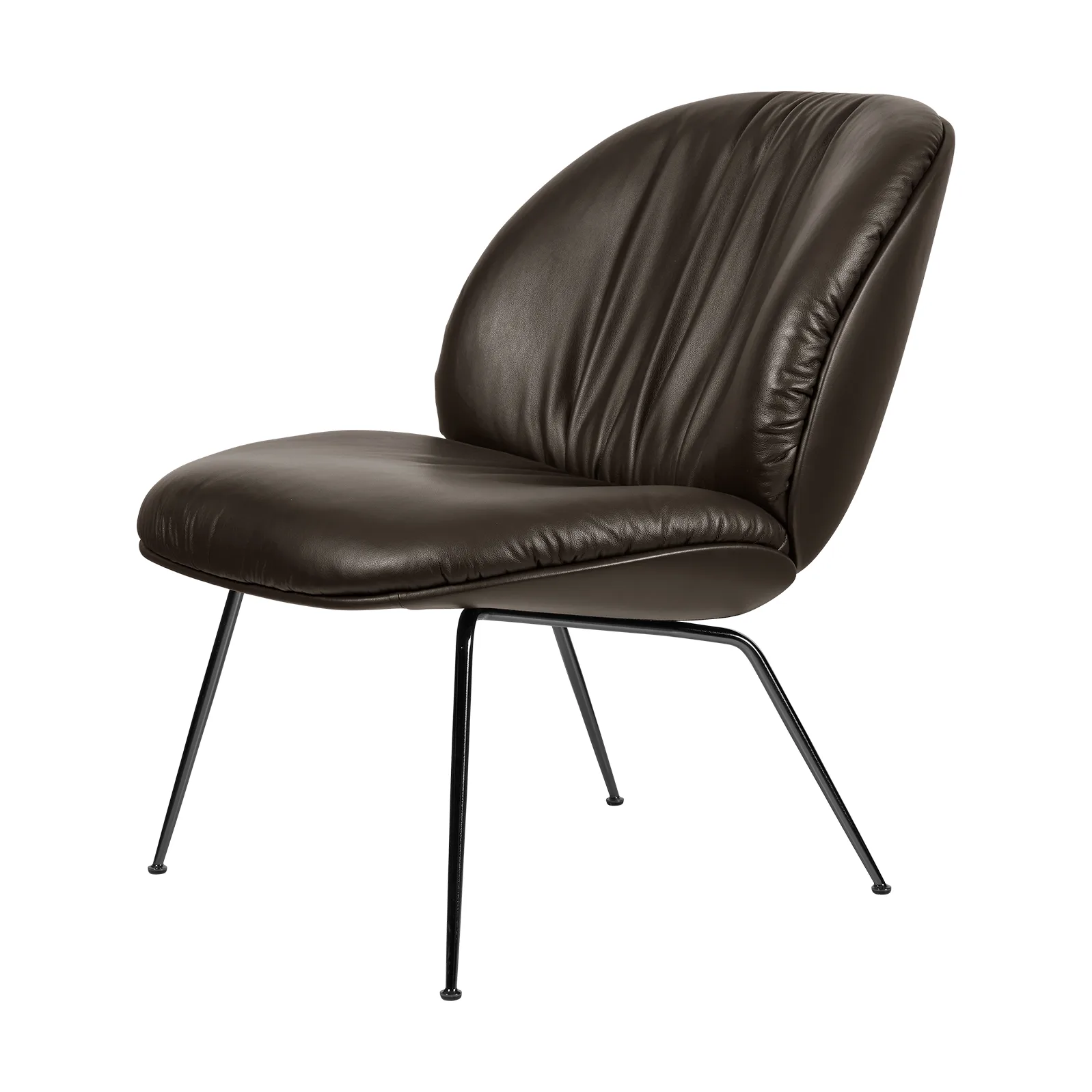 Beetle Soft fully upholstered lounge chair, Smooth leather Gubi Coffee-mattsvart GUBI
