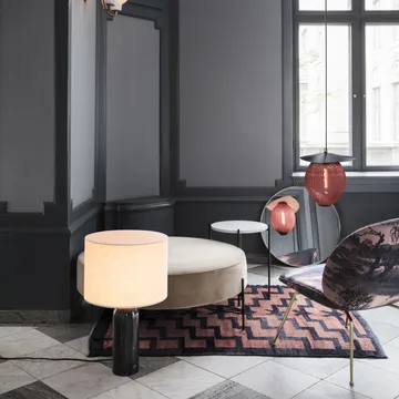 Gravity L table lamp - black marble + white shade - GUBI
