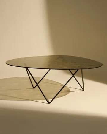 Pedrera sofa table - Black semi-matte—bronze textured glass - GUBI