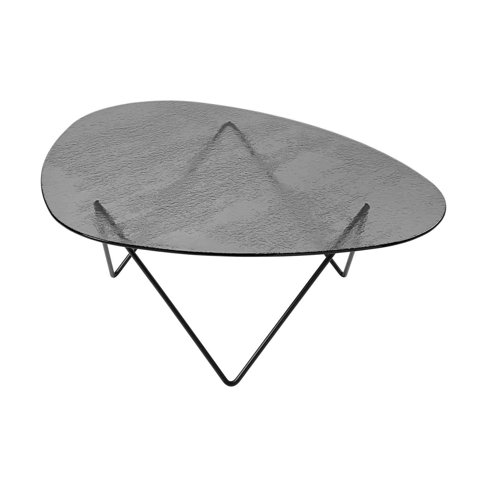 Pedrera sofa table, Black semi-matte–structure glass smoke GUBI