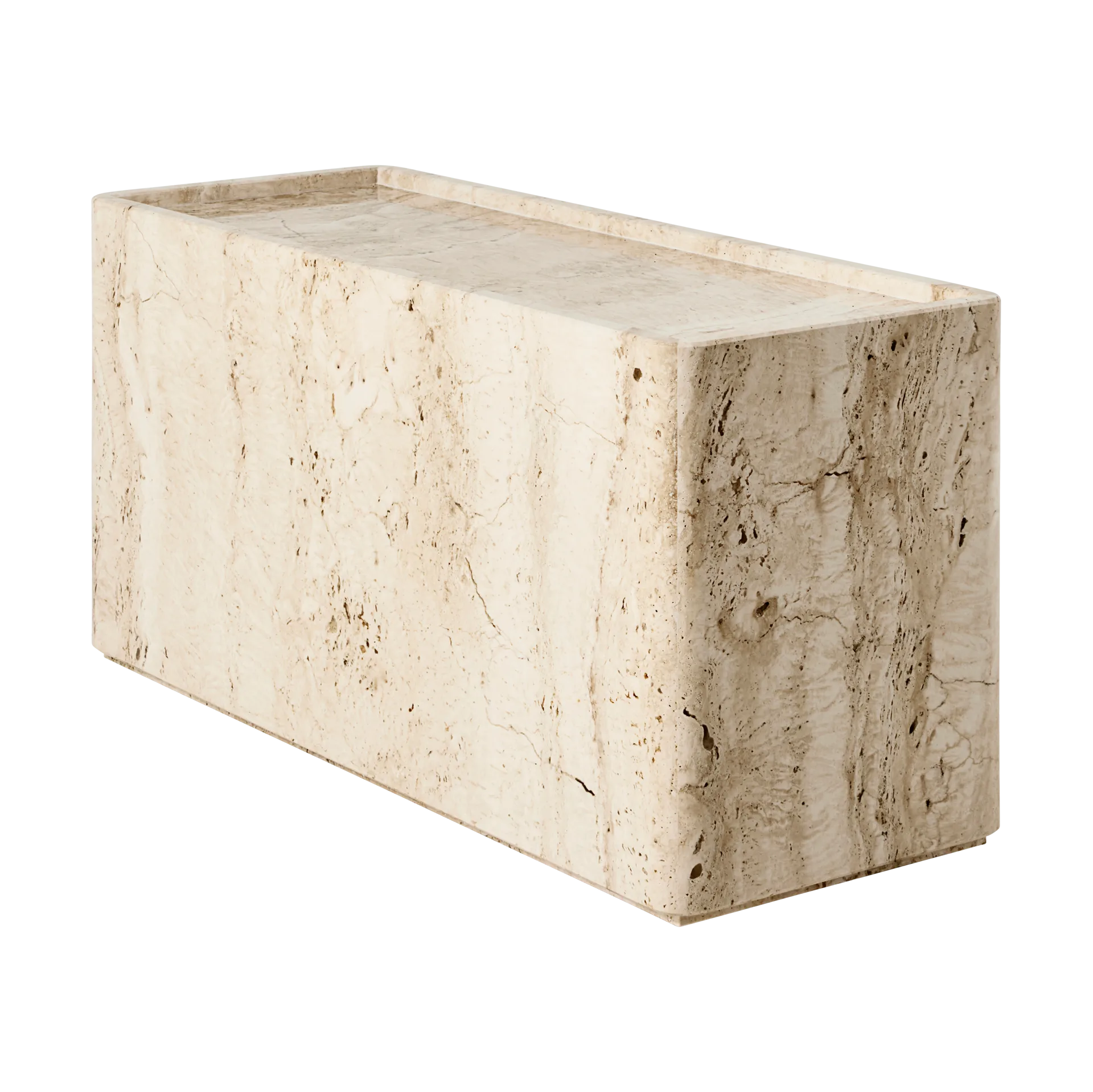 Pietra side table 30x80x40 cm, Neutral white travertine GUBI
