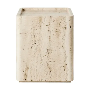 Pietra side table 33x33x40 cm - Neutral white travertine - GUBI