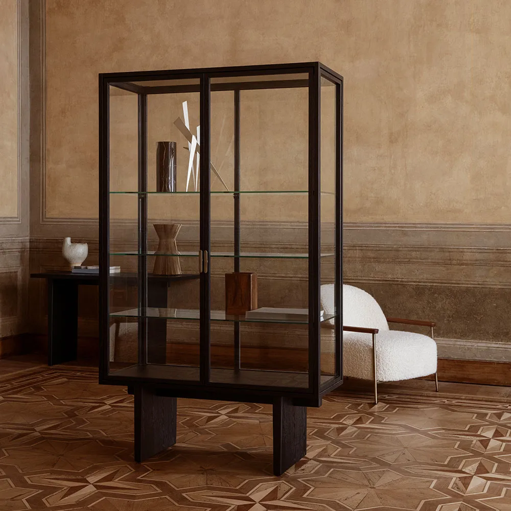 Private display cabinet, Glass. brown-black stained oak GUBI