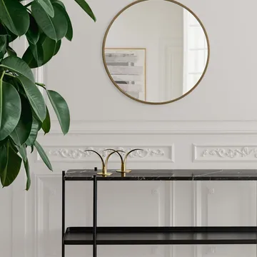 TS Console table 120x30x72 cm - Black marquina marble, black legs, with tray - GUBI