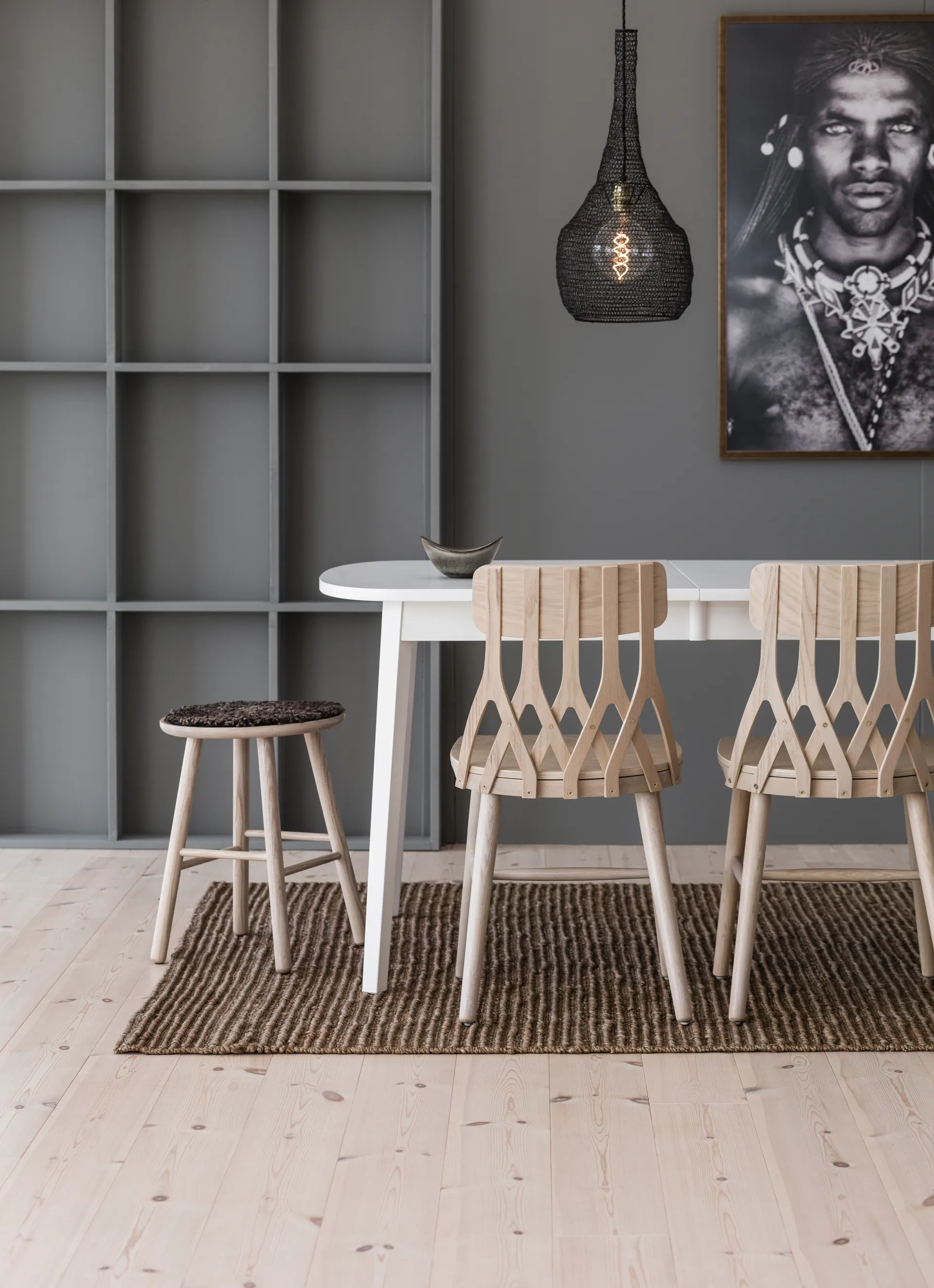 ZigZag stool 47cm, Stained blonde ash Hans K