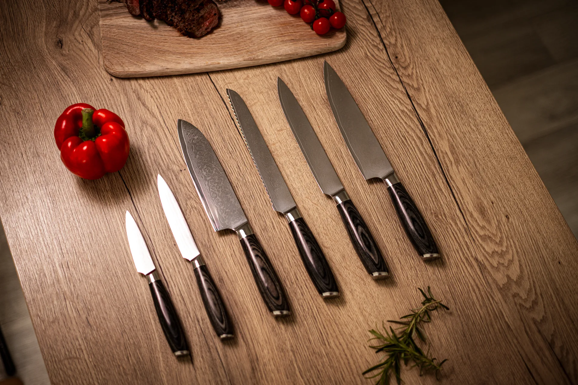 Damascus knife set 6-piece, Brown-stainless steel Hâws