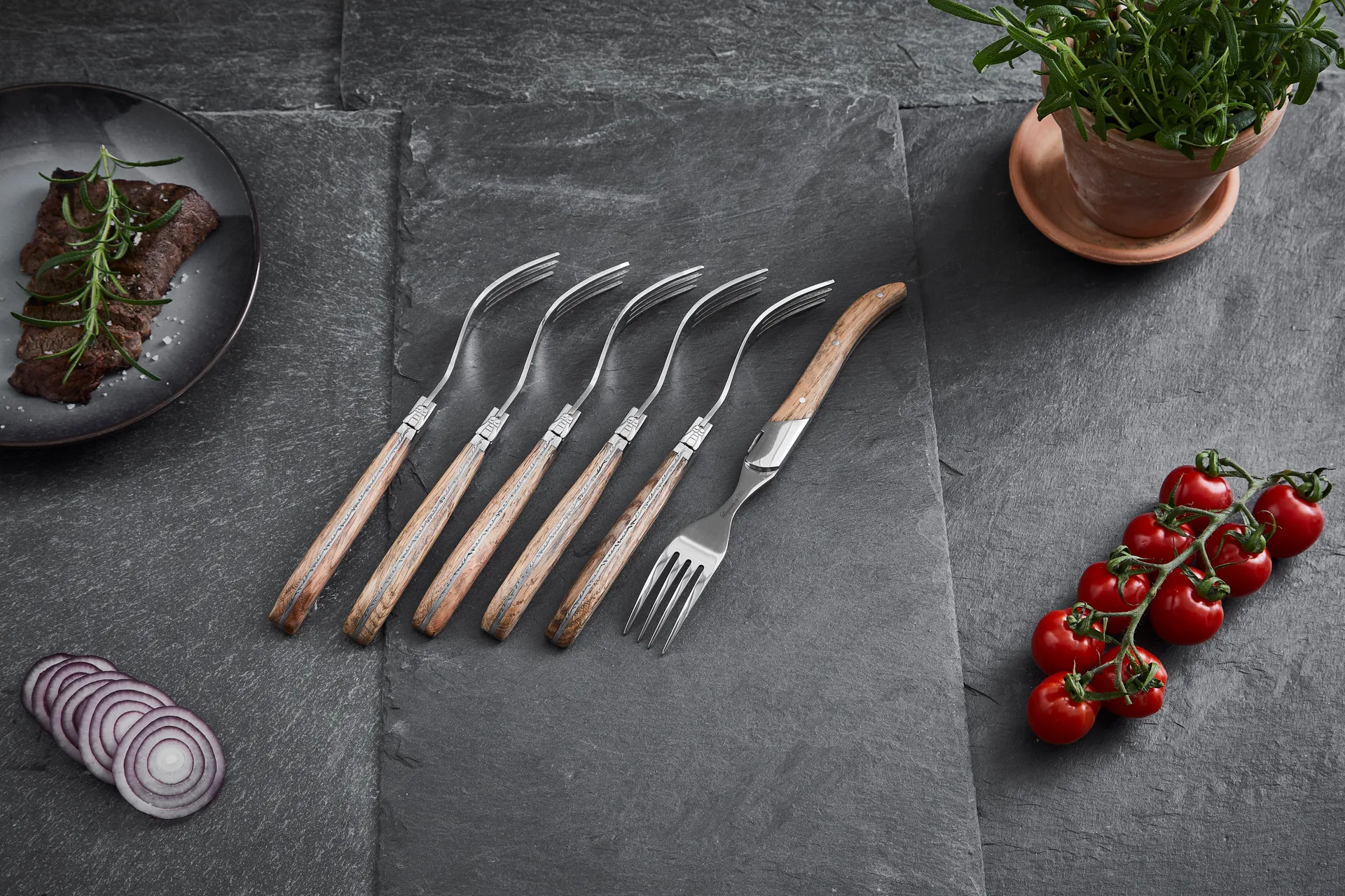 Laguiole By Hâws grill knife 6-pack, Oak Hâws