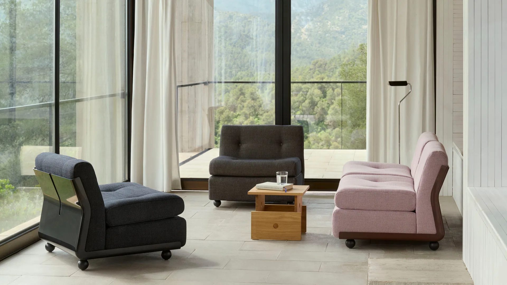 Amanta sofa module, Anthracite-turf blue red mélange, 1-seater/armchair HAY