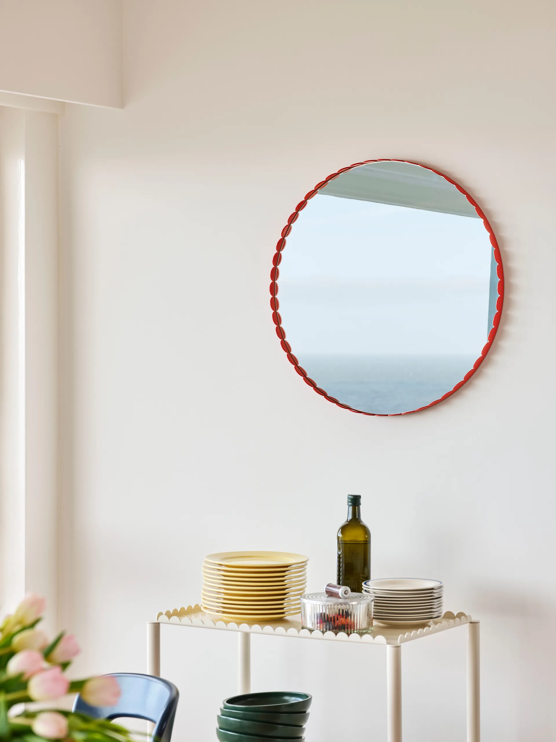 Arcs Mirror mirror Ø60 cm, Red HAY