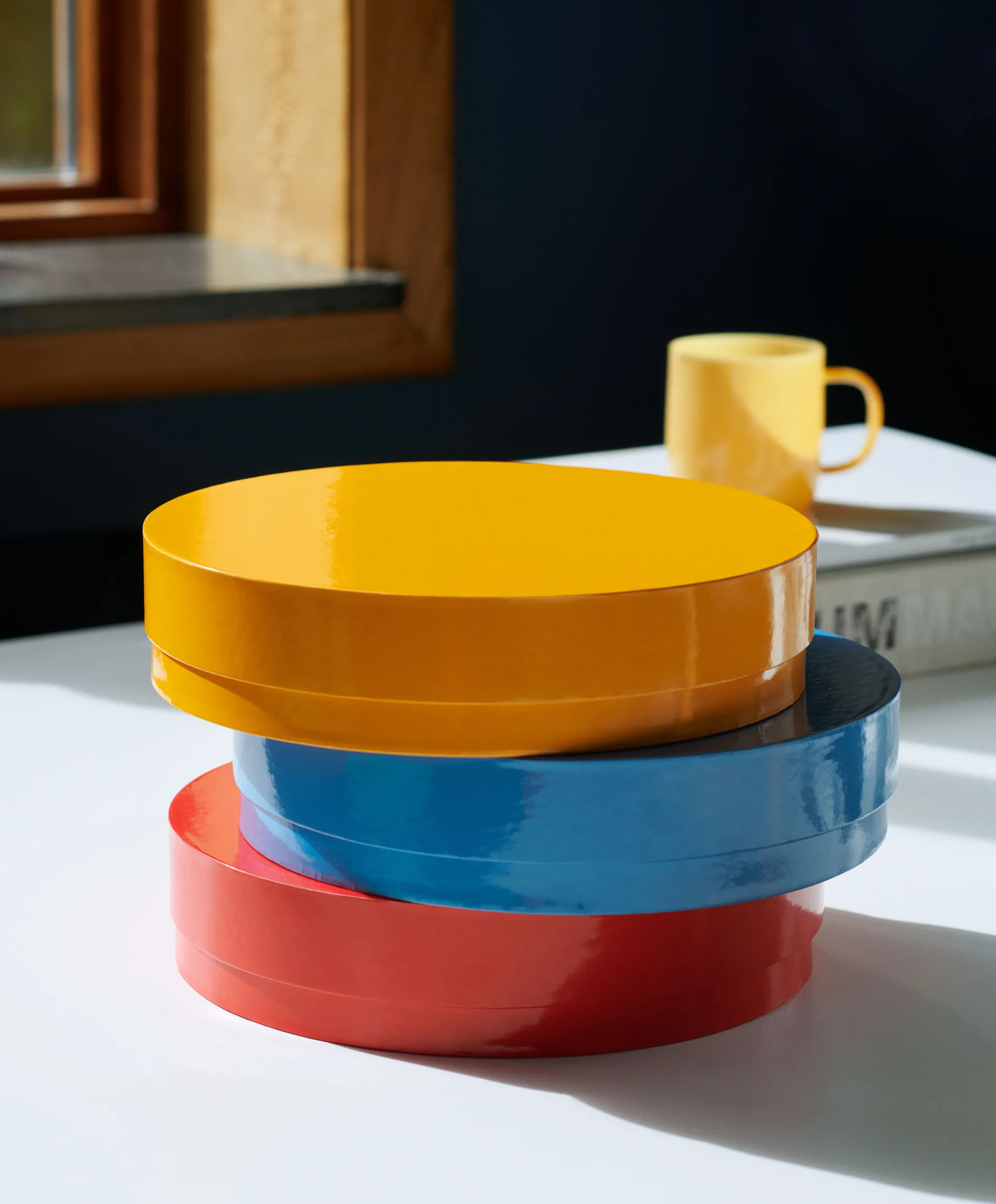 Colour Storage Round box with lid Ø24 cm, Egg yolk HAY